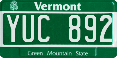VT license plate YUC892