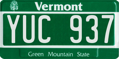 VT license plate YUC937