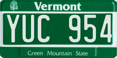 VT license plate YUC954