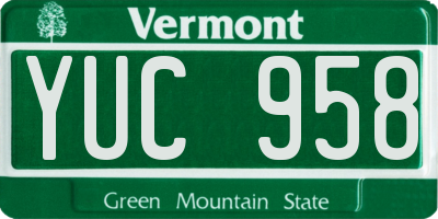 VT license plate YUC958
