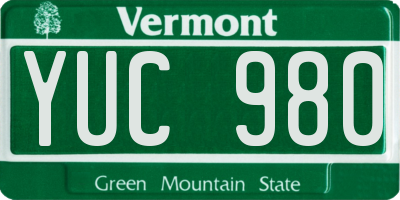 VT license plate YUC980