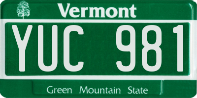 VT license plate YUC981