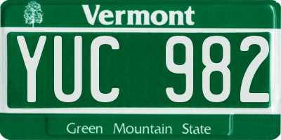 VT license plate YUC982