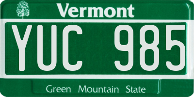 VT license plate YUC985