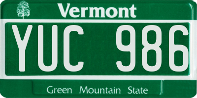 VT license plate YUC986