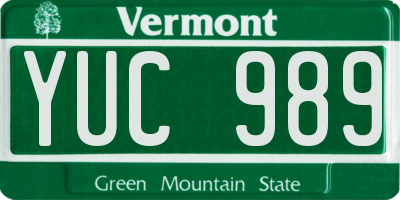 VT license plate YUC989
