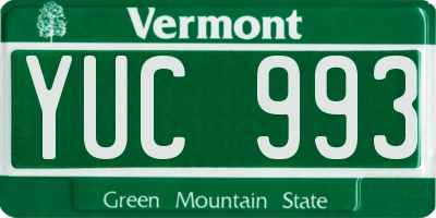 VT license plate YUC993