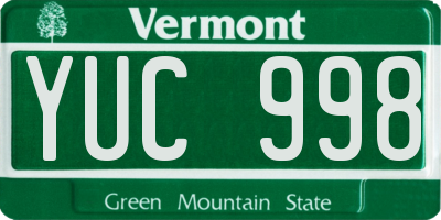 VT license plate YUC998
