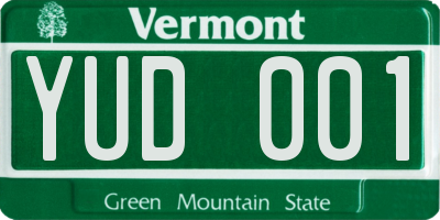 VT license plate YUD001