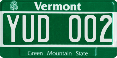 VT license plate YUD002