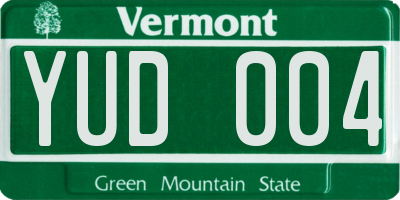 VT license plate YUD004