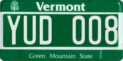 VT license plate YUD008