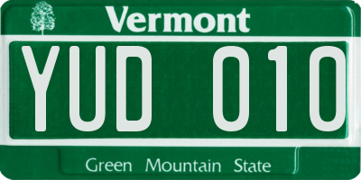 VT license plate YUD010