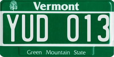 VT license plate YUD013
