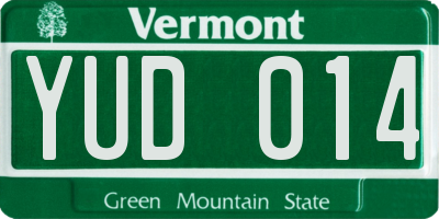 VT license plate YUD014
