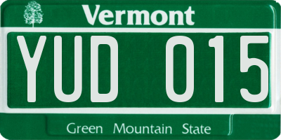 VT license plate YUD015