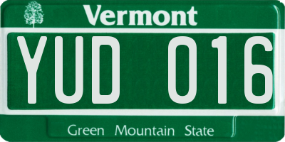 VT license plate YUD016