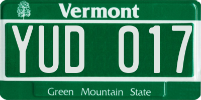 VT license plate YUD017