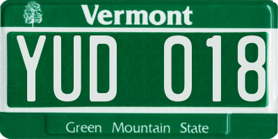 VT license plate YUD018