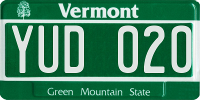 VT license plate YUD020
