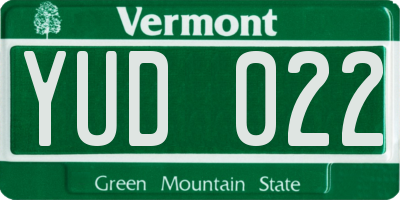 VT license plate YUD022