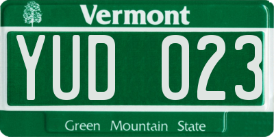 VT license plate YUD023