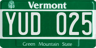 VT license plate YUD025