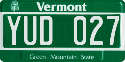 VT license plate YUD027
