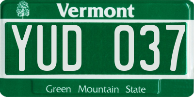 VT license plate YUD037