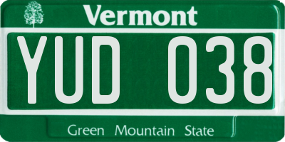 VT license plate YUD038