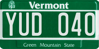 VT license plate YUD040