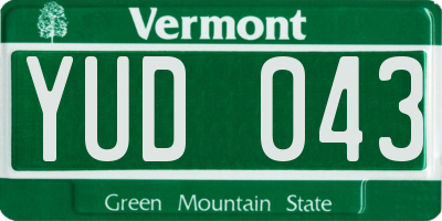 VT license plate YUD043