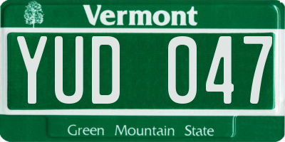 VT license plate YUD047