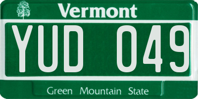 VT license plate YUD049