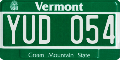 VT license plate YUD054
