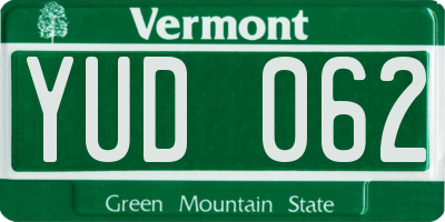 VT license plate YUD062