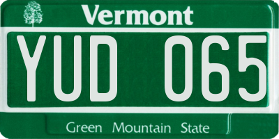 VT license plate YUD065