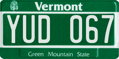 VT license plate YUD067