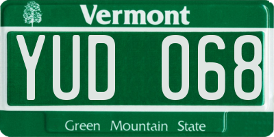VT license plate YUD068