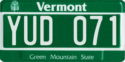 VT license plate YUD071