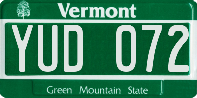 VT license plate YUD072