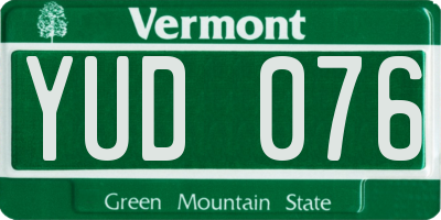 VT license plate YUD076