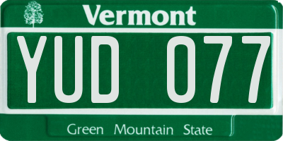 VT license plate YUD077