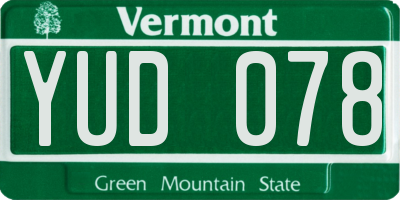 VT license plate YUD078