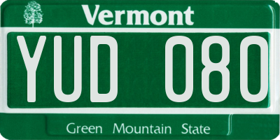 VT license plate YUD080