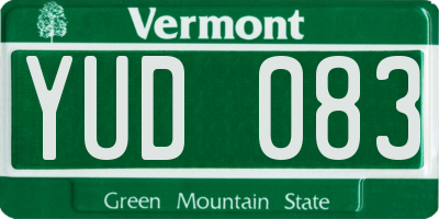 VT license plate YUD083