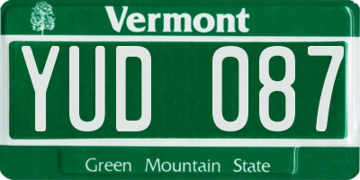 VT license plate YUD087