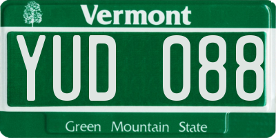 VT license plate YUD088