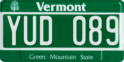 VT license plate YUD089