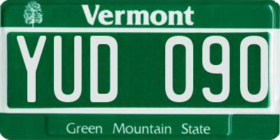 VT license plate YUD090